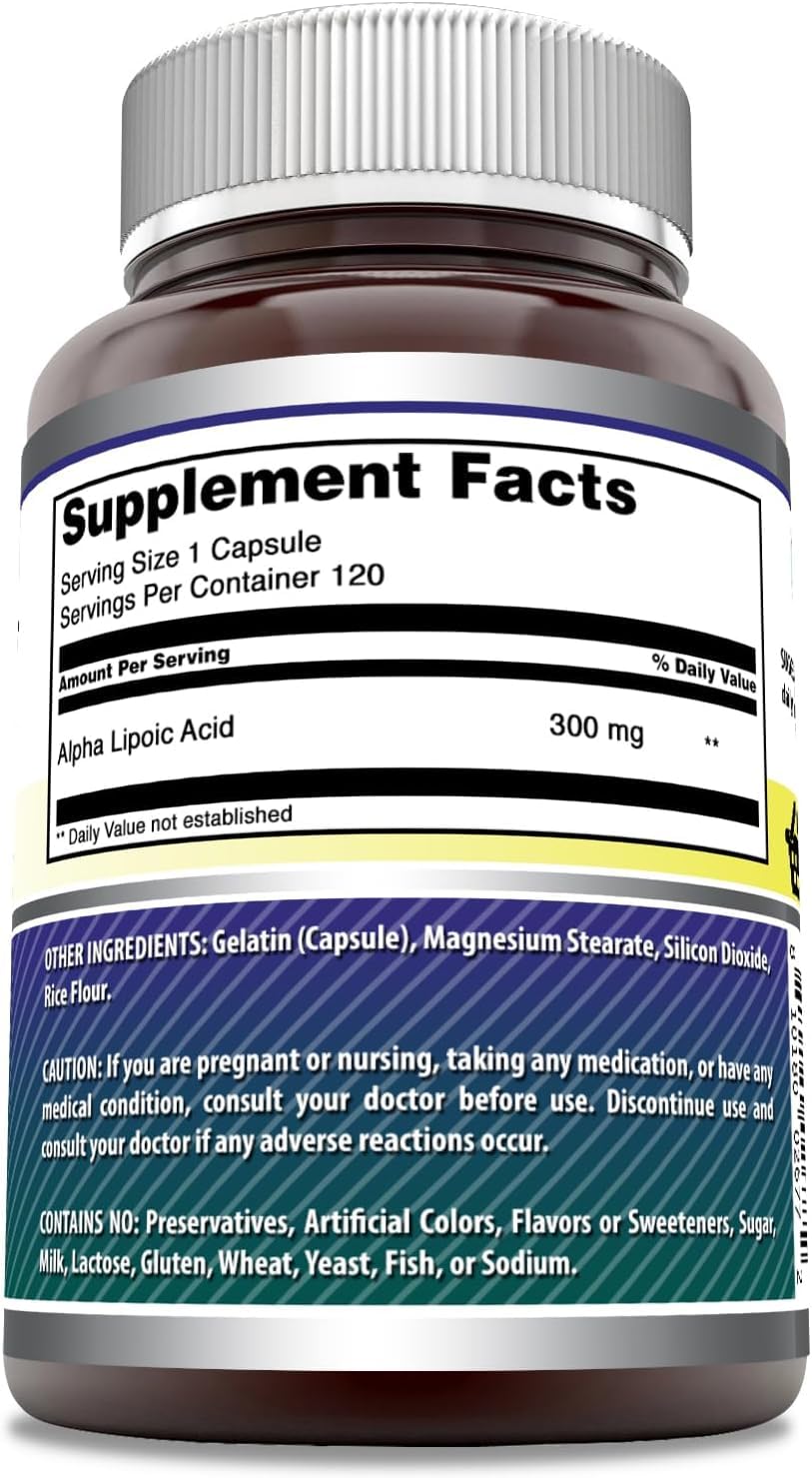 Aperçu de l'arrière du complément Acide Alpha-Lipoïque 300 mg