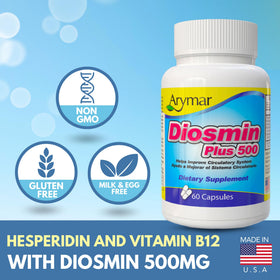 Aperçu de la boîte d'Arymar Diosmin 500mg sur fond blanc