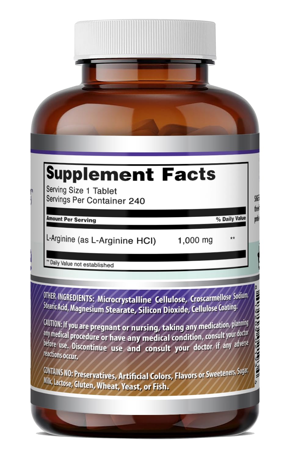 Aperçu des comprimés L-Arginine 1000mg avec verre d'eau