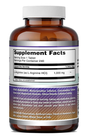 Aperçu des comprimés L-Arginine 1000mg avec verre d'eau