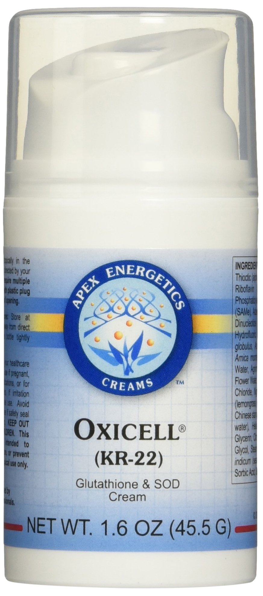 Apex Energetics Oxicell KR-22 crème topique 1,6 oz vue avant avec packaging