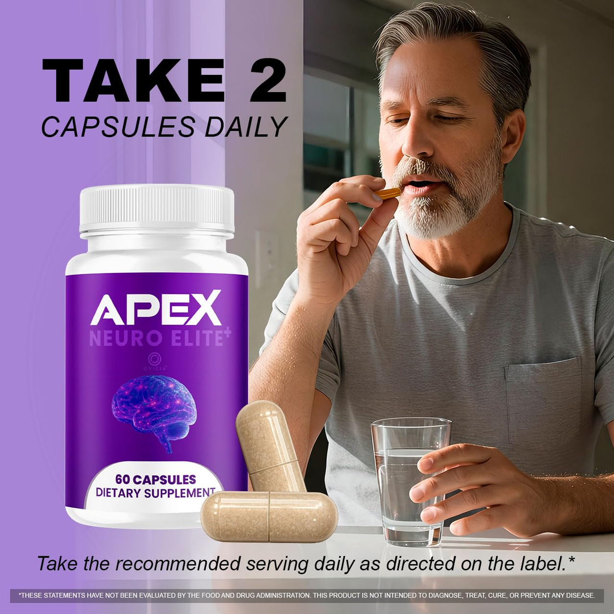 Apex Neuro Elite Capsules sur une table avec des livres