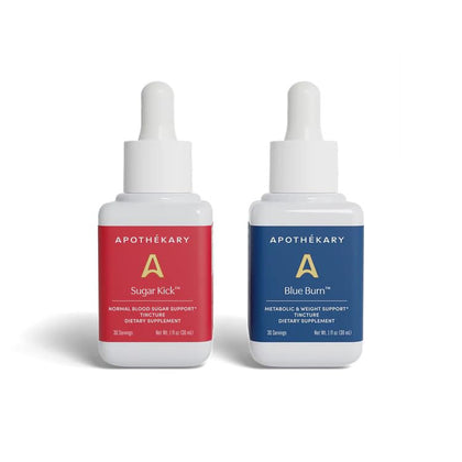 Apothékary Duo Métabolique Blue Burn et Sugar Kick devant une boîte