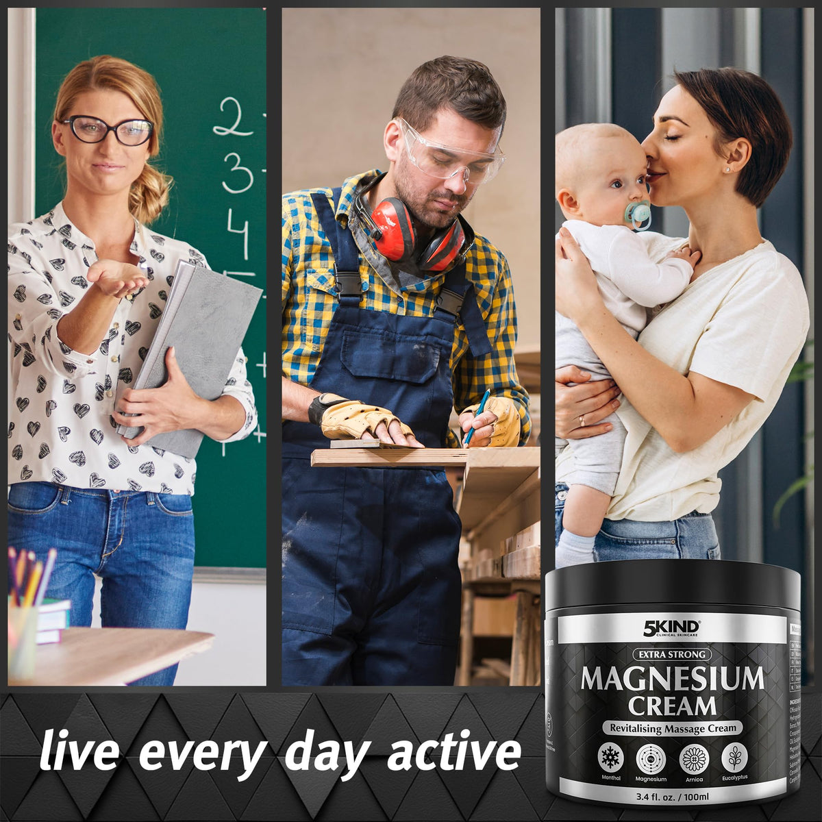 Application de la crème de magnésium 5kind sur le dos