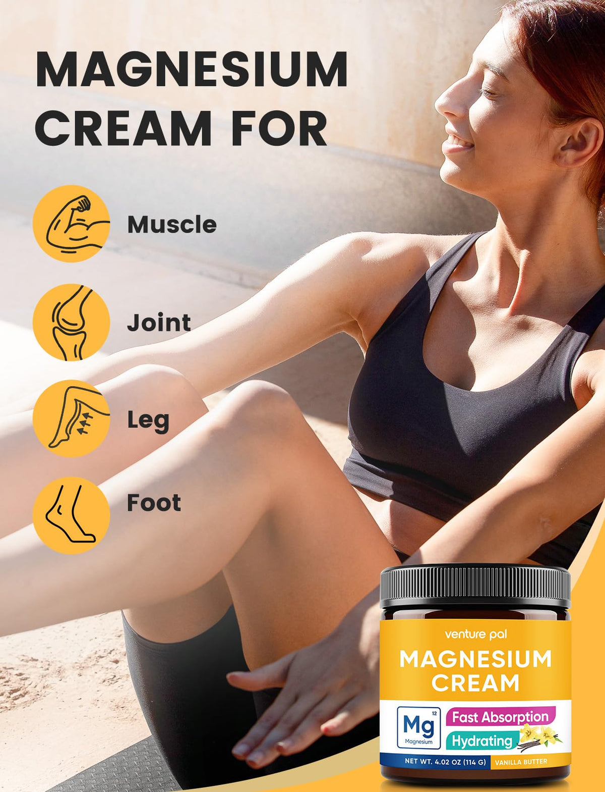 Application de la crème de magnésium sur la peau