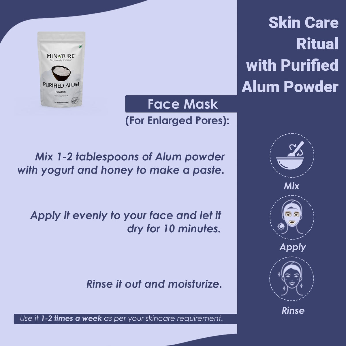 Application de la poudre d'alun sur le visage