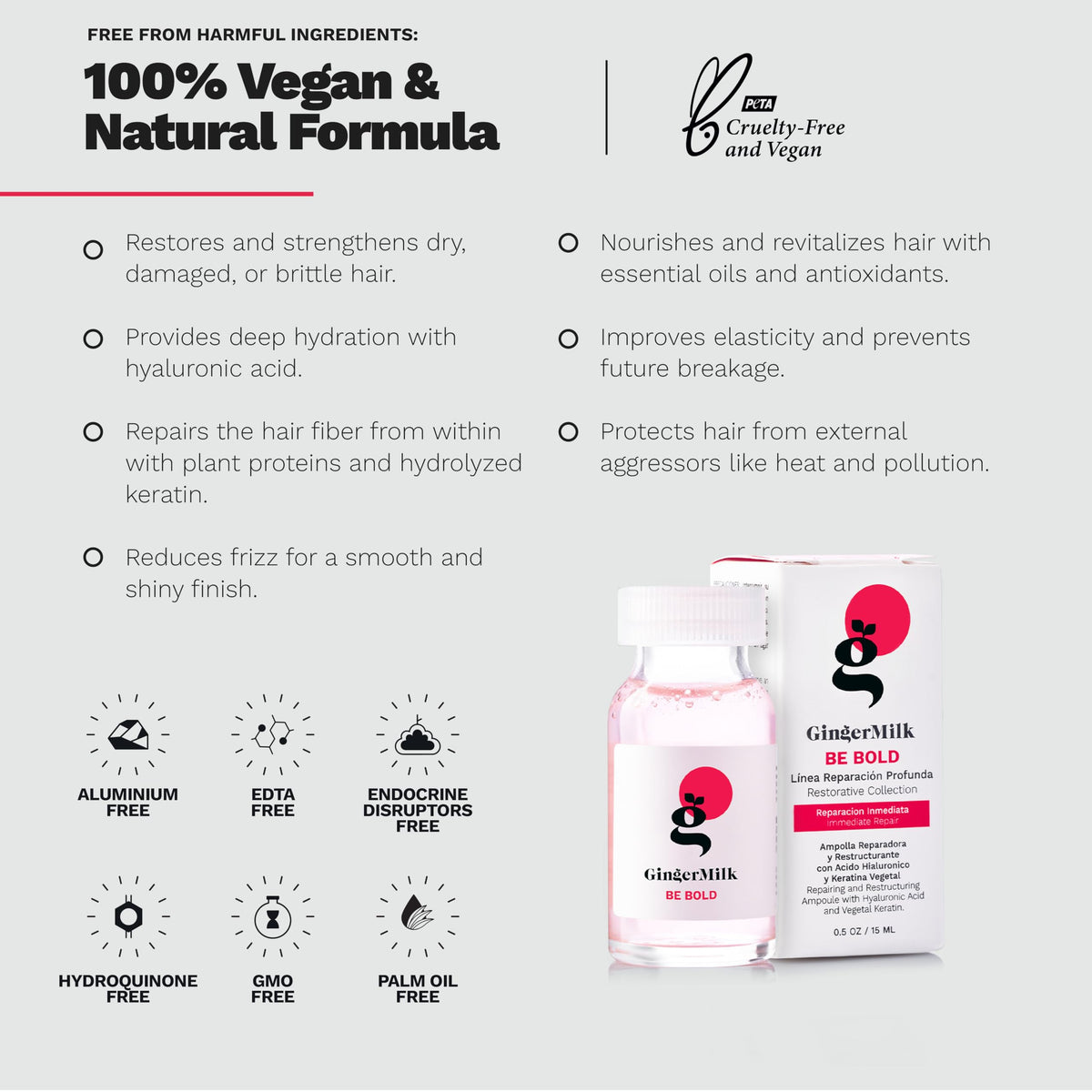 Application des ampoules réparatrices sur cheveux
