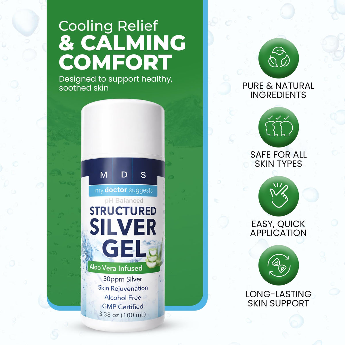 Application du gel argent colloïdal sur la peau