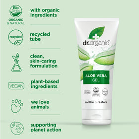 Application du gel d'Aloe Vera Dr. Organic sur la peau