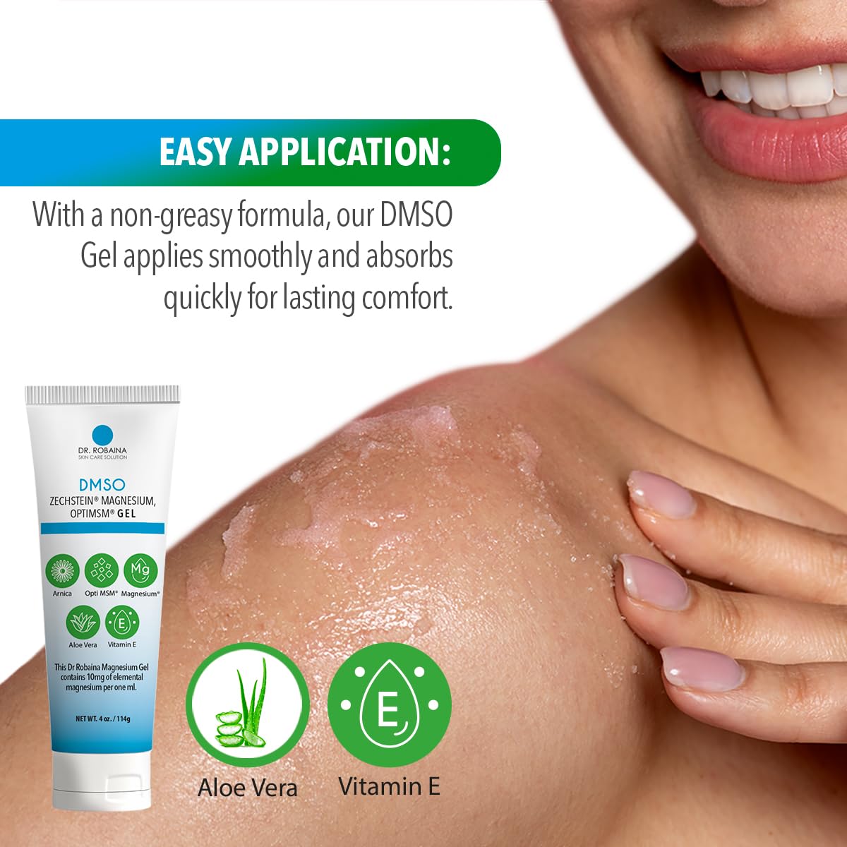Application du Gel DMSO Dr. Robaina sur le bras