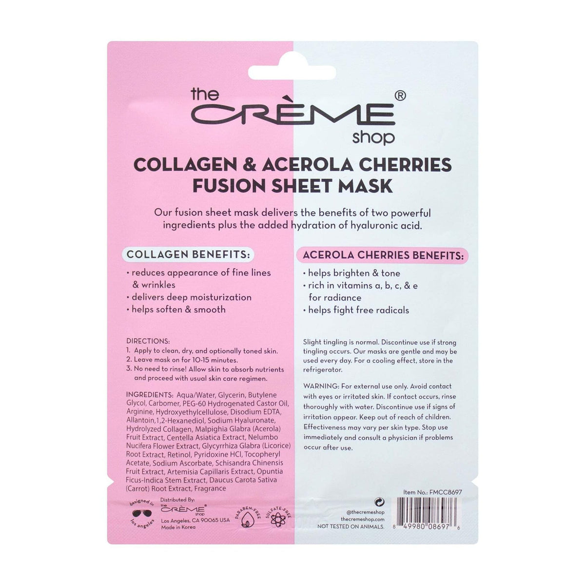 Application du masque en tissu Collagène & Cerise Acerola sur le visage