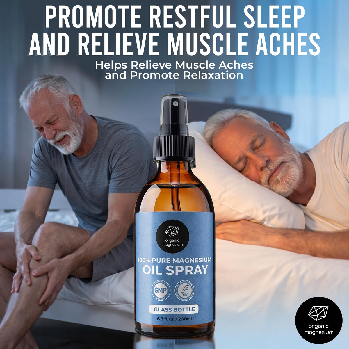 Application du spray de magnésium sur les jambes
