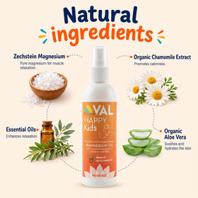 Application du spray de magnésium VAL sur les pieds d'un enfant