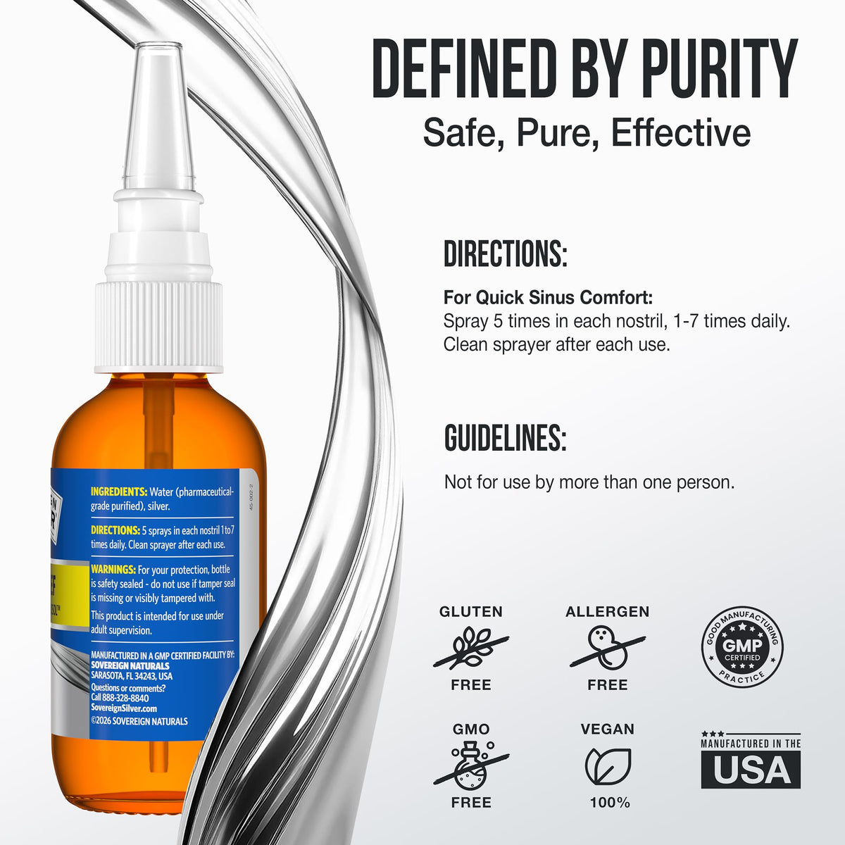Application du spray nasal Sovereign Silver, mode d'utilisation