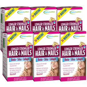 Applied Nutrition Complément Alimentaire Cheveux & Ongles 180 gélules liquides devant un fond neutre
