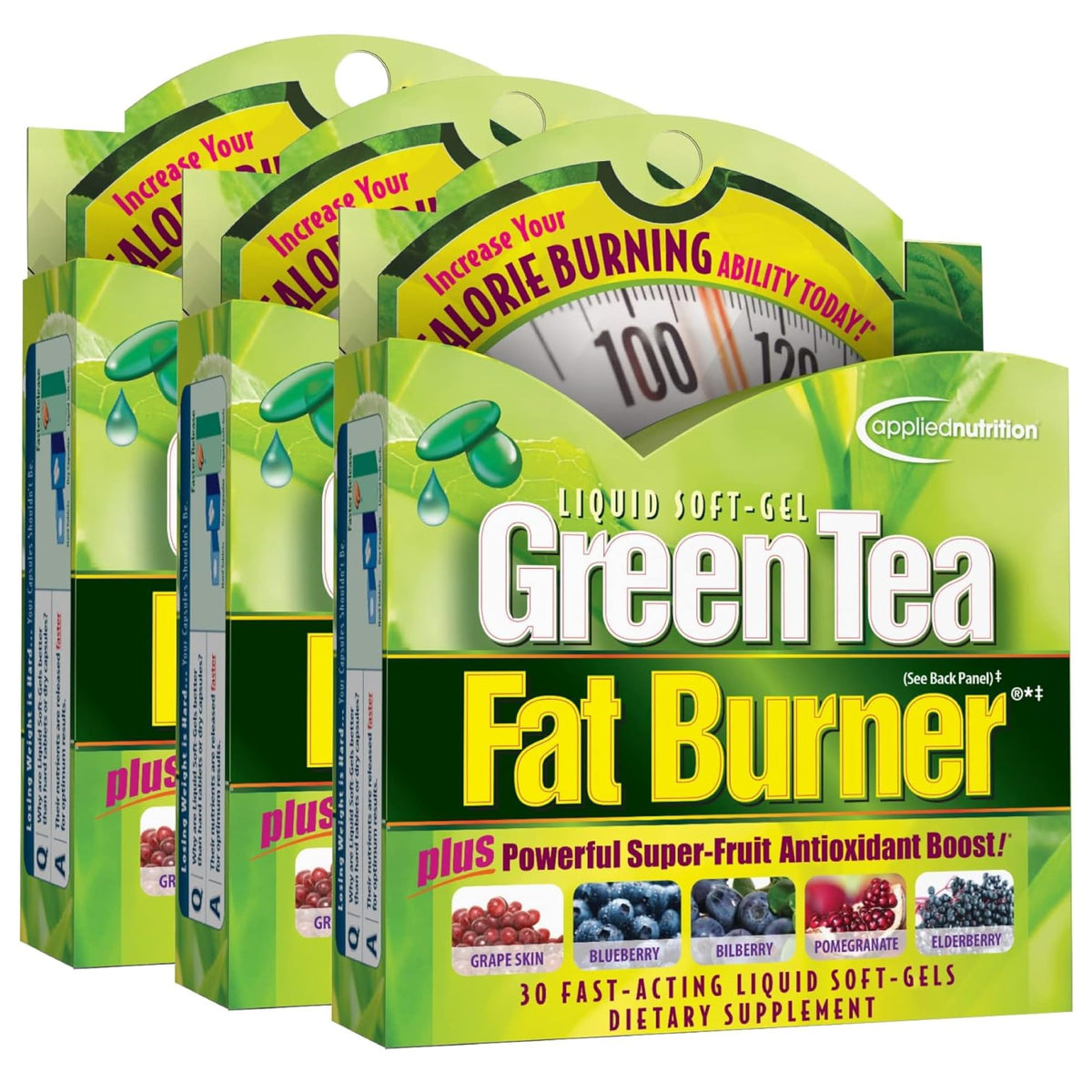 Applied Nutrition Green Tea Fat Burner 3 Pack front view