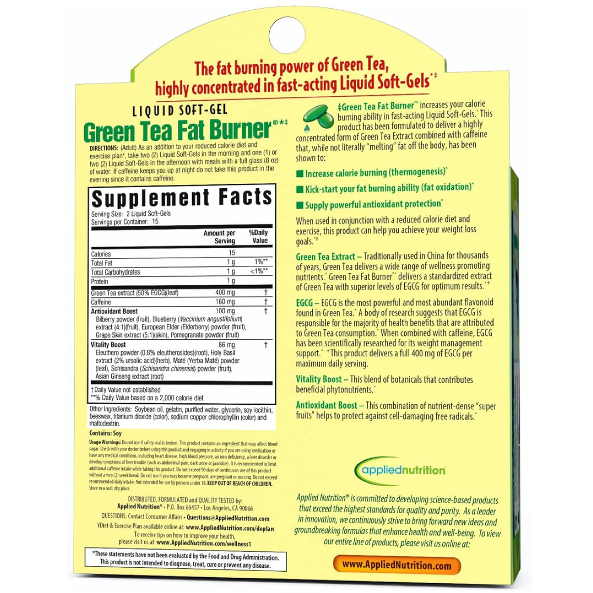 Applied Nutrition Green Tea Fat Burner with lifestyle background
