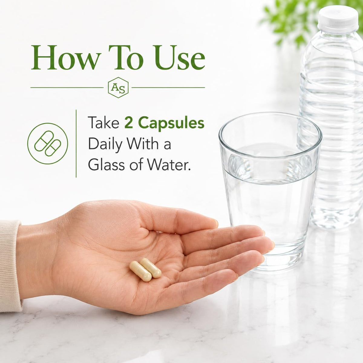 Approved Science Nervprin gélules à côté d'un verre d'eau