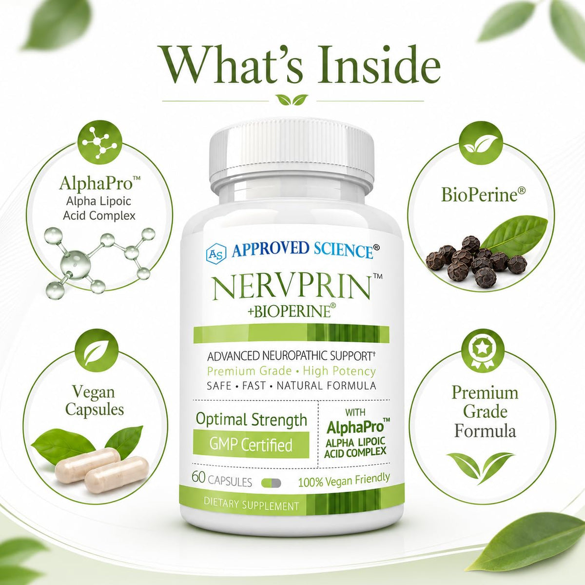 Approved Science Nervprin gélules avec ingrédients clés