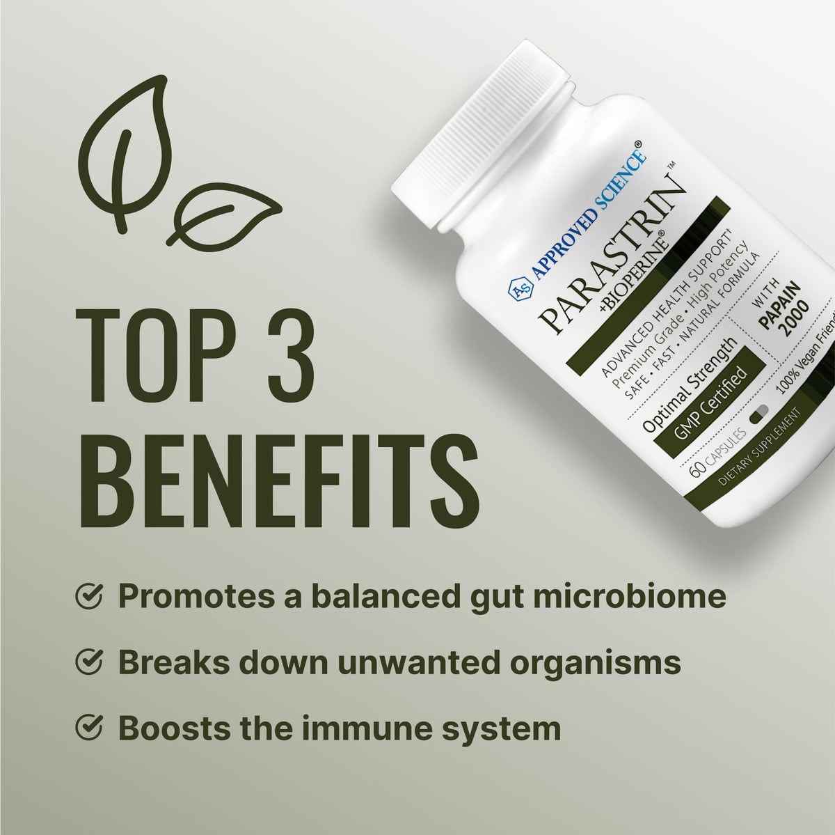Approved Science Parastrin bottle side view