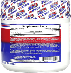 APS Nutrition Créatine Monohydrate Pure 500g informations nutritionnelles