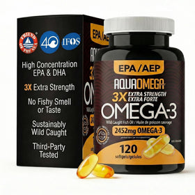 AQUA OMEGA Huile de Poisson Omega-3 120 capsules, vue de face