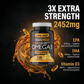AQUA OMEGA Huile de Poisson Omega-3, étiquette détaillant les ingrédients