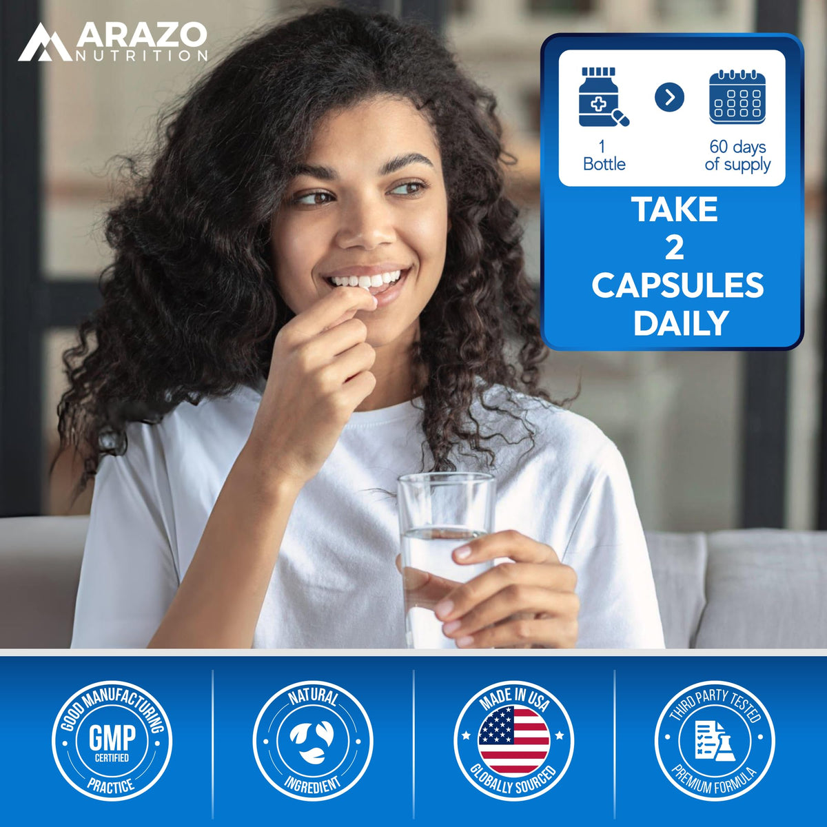 Arazo Nutrition 5-HTP 200 MG 120 capsules à côté de fruits