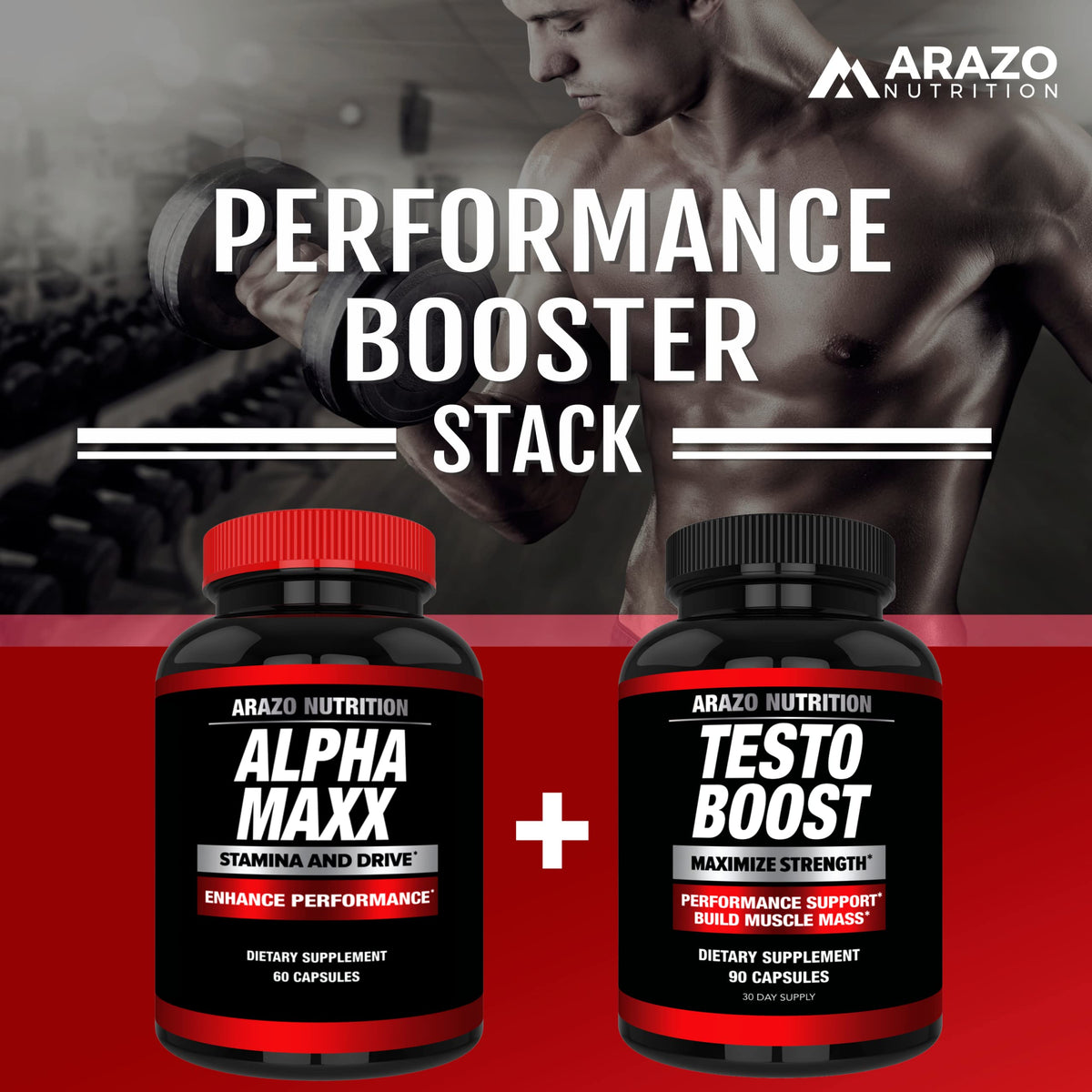 Arazo Nutrition Alphamaxx complément alimentaire sur un fond neutre