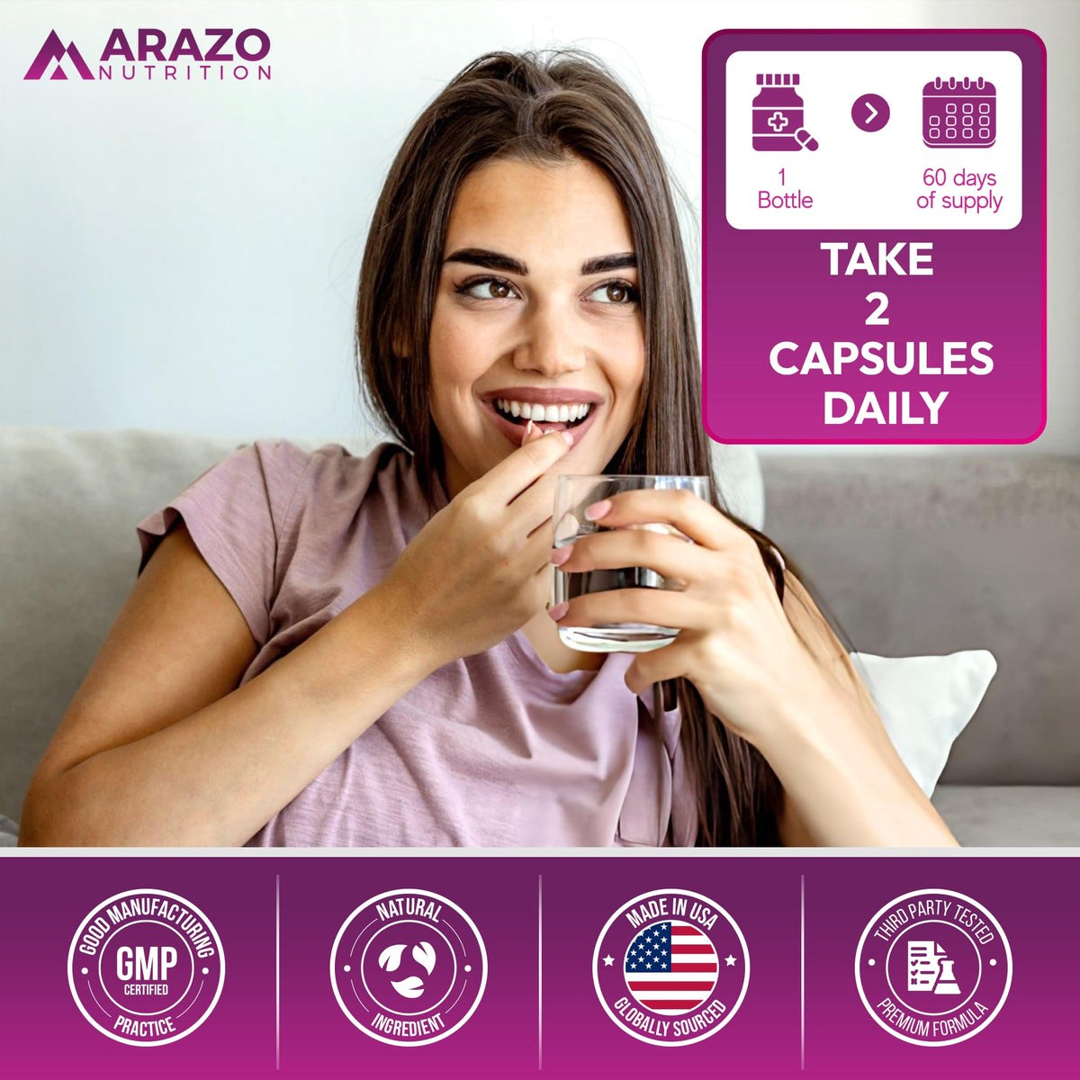Arazo Nutrition capsules végétariennes sur fond blanc