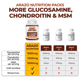 Arazo Nutrition Complément Alimentaire Articulaire 120 Capsules avec dosage