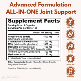 Arazo Nutrition Complément Alimentaire Articulaire 120 Capsules vue arrière