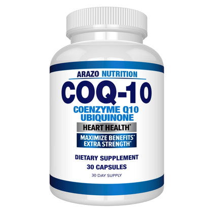 Arazo Nutrition CoQ10 200mg capsules front view