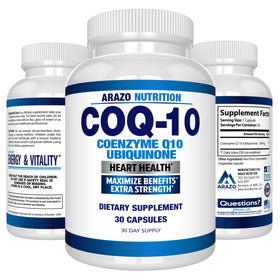 Arazo Nutrition CoQ10 200mg nutrition facts label
