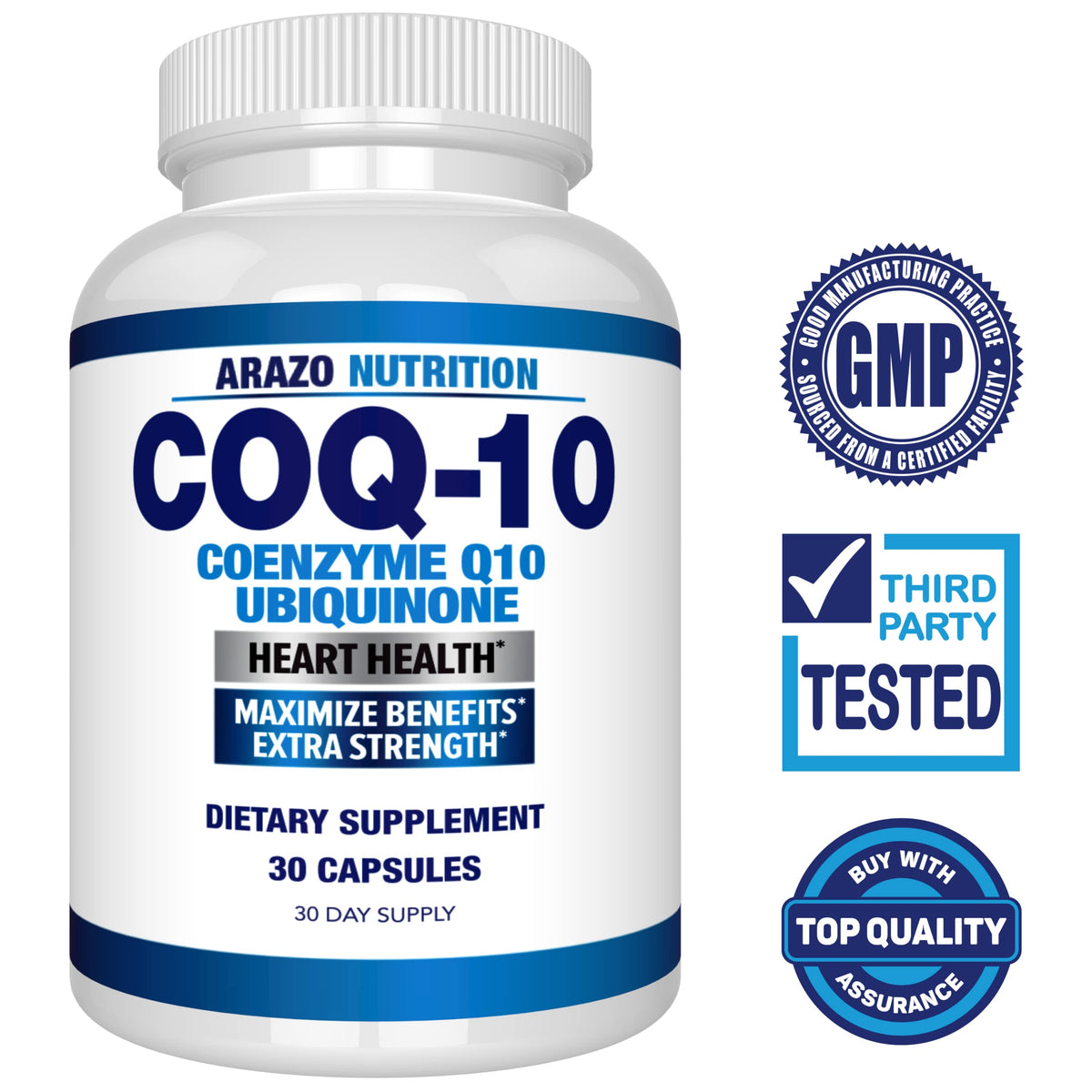 Arazo Nutrition CoQ10 200mg packaging side view