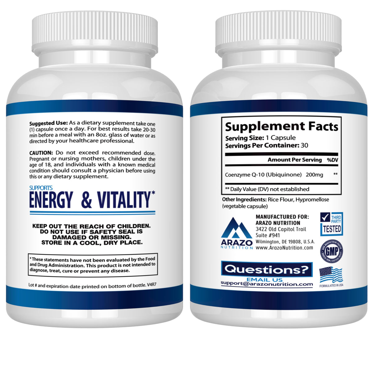 Arazo Nutrition CoQ10 capsule close-up