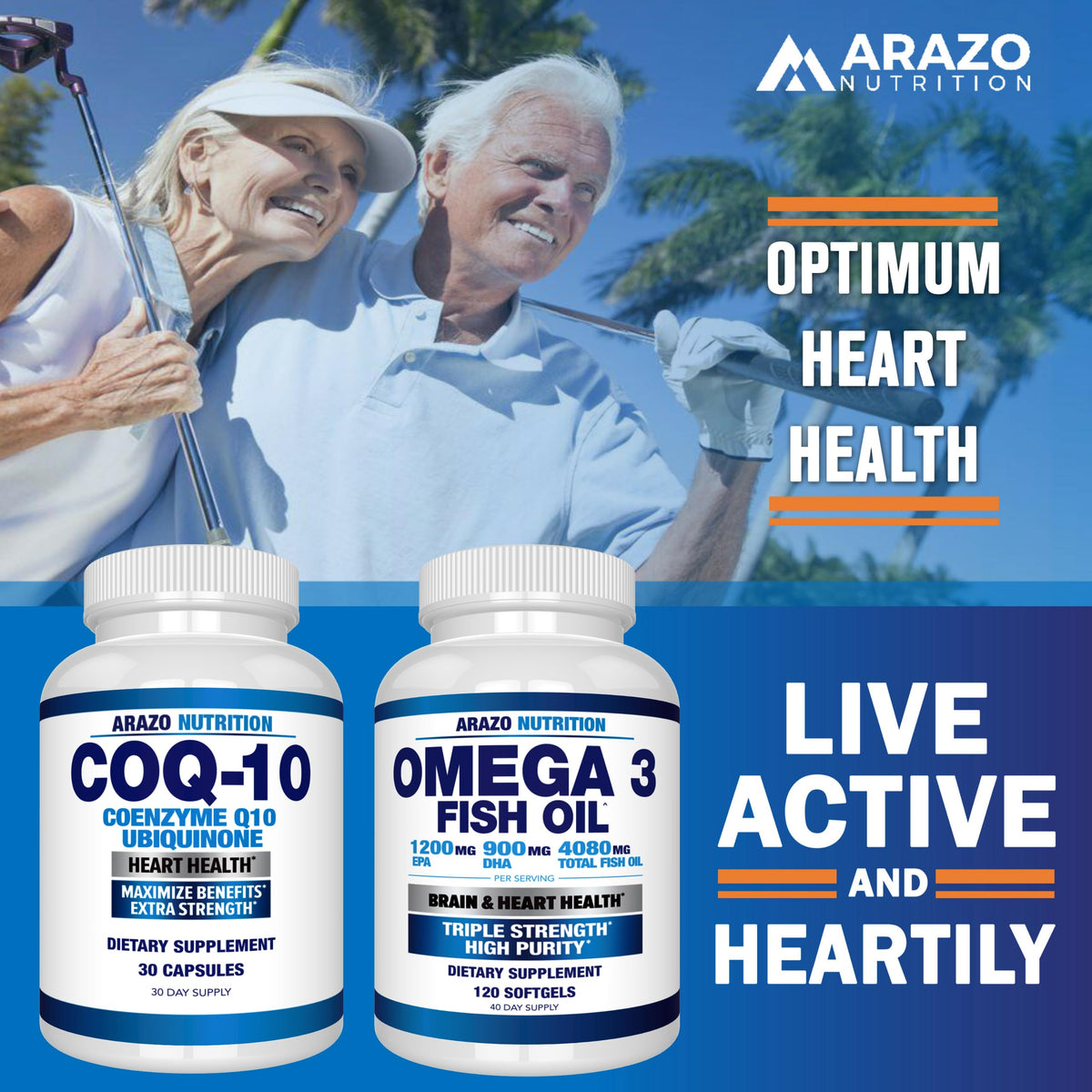Arazo Nutrition CoQ10 supplements with a glass of water