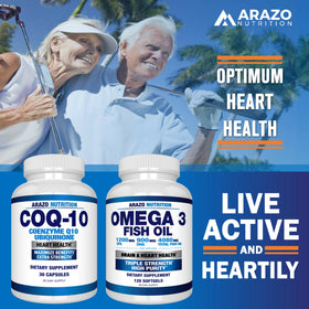 Arazo Nutrition CoQ10 supplements with a glass of water