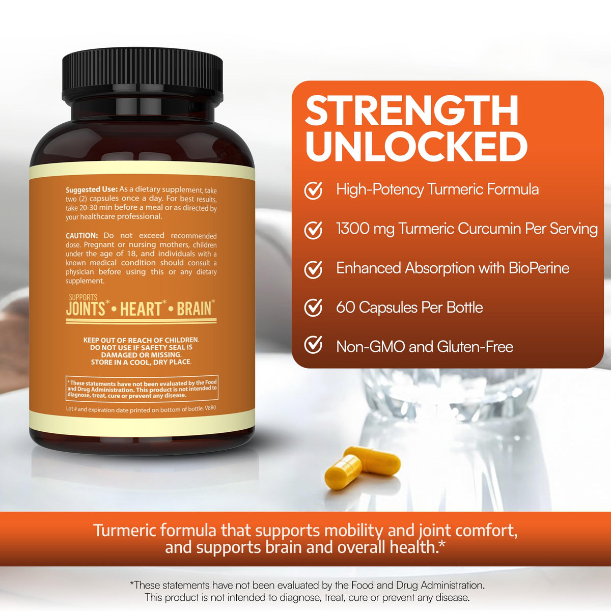 Arazo Nutrition Curcuma Curcumine 1300mg bottle top view