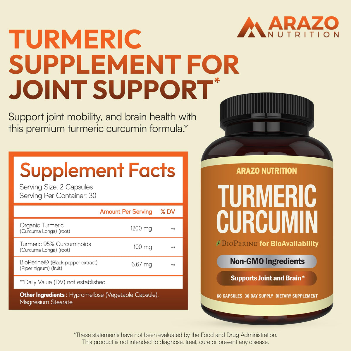 Arazo Nutrition Curcuma Curcumine 1300mg packaging