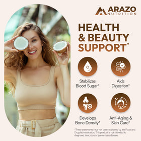 Arazo Nutrition Huile de Coco Bio capsules softgel sur fond blanc