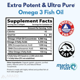 Arazo Nutrition Huile de Poisson Omega-3 4080mg gélules back view