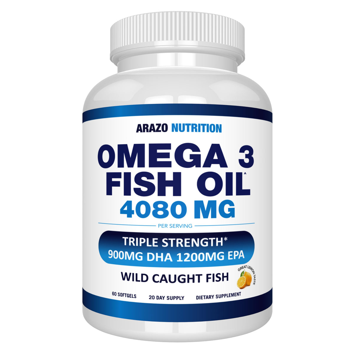 Arazo Nutrition Huile de Poisson Omega-3 4080mg gélules front view