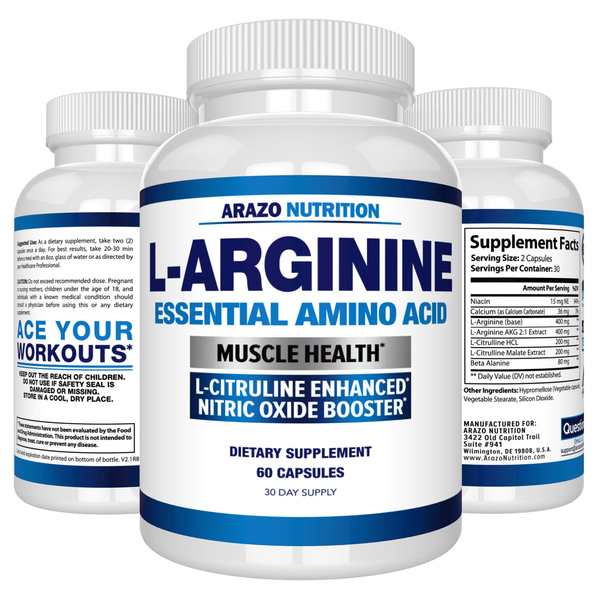 Arazo Nutrition L-Arginine 1340mg capsules ouvertes