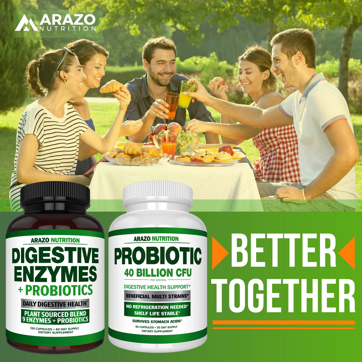 Arazo Nutrition Multi-Enzymes gélules avec un verre d'eau