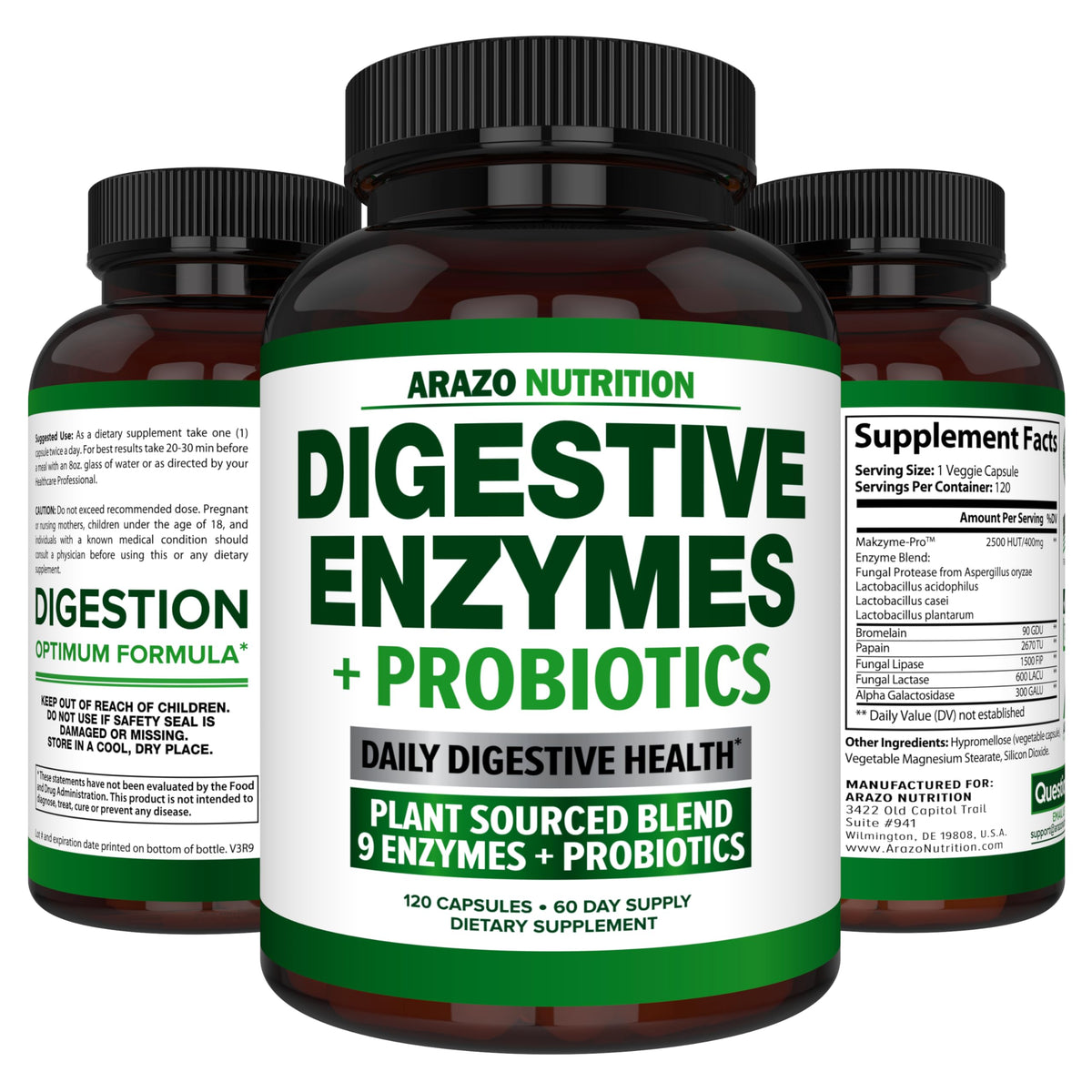Arazo Nutrition Multi-Enzymes sur une table avec d'autres compléments