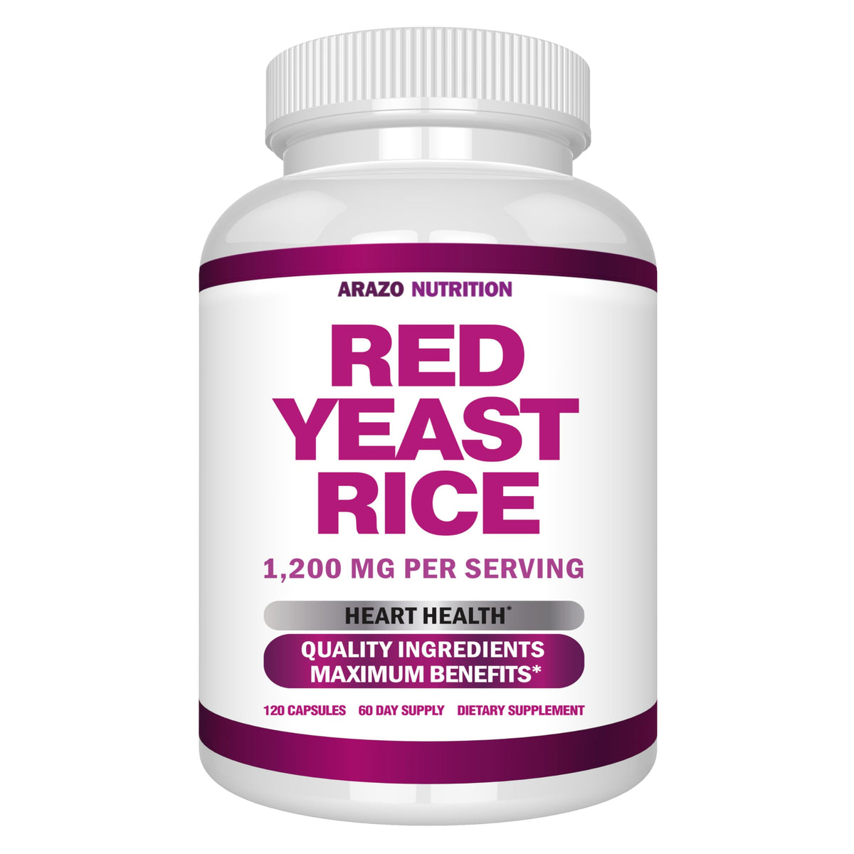 Arazo Nutrition Riz Rouge 1200 mg 120 capsules végétariennes en emballage