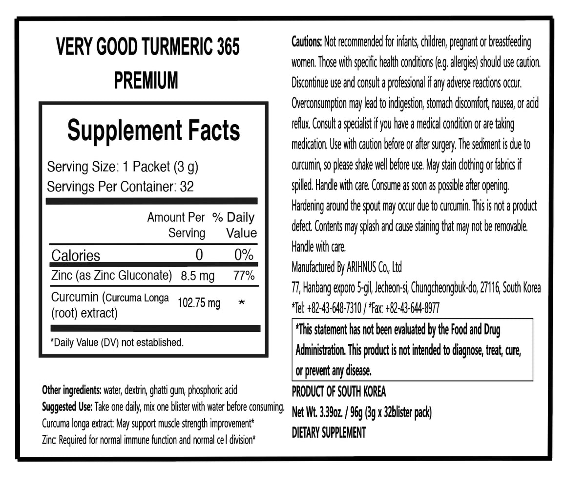 Arihnus Curcuma Liquide 365 mg en utilisation dans un verre