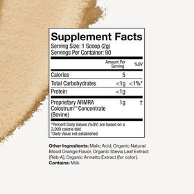 ARMRA Colostrum Poudre Orange Sanguine avec une cuillère doseuse