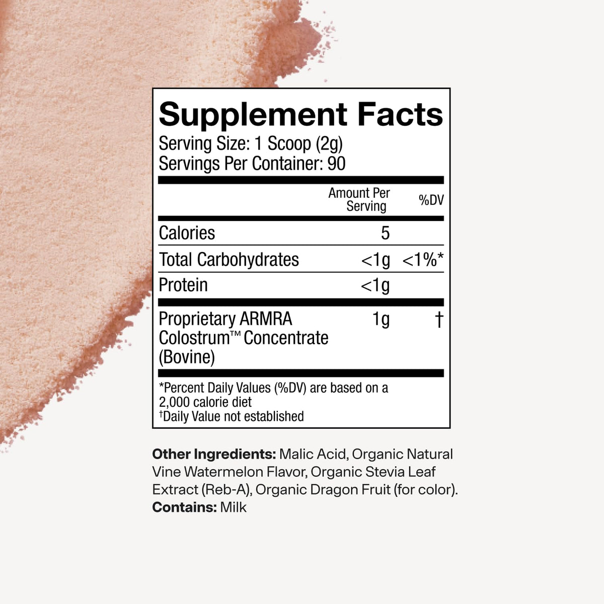 ARMRA Poudre de Colostrum avec ses bienfaits en texte